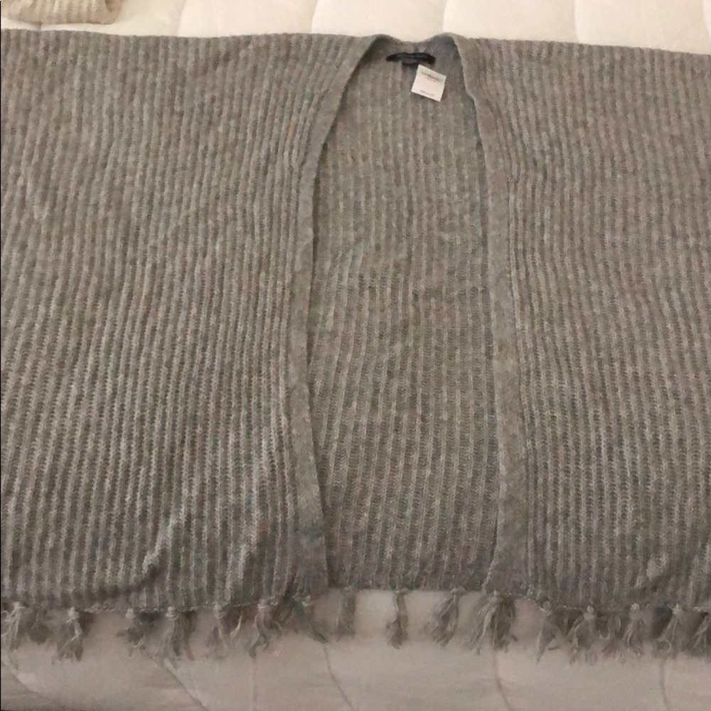 Grey knit poncho sweater